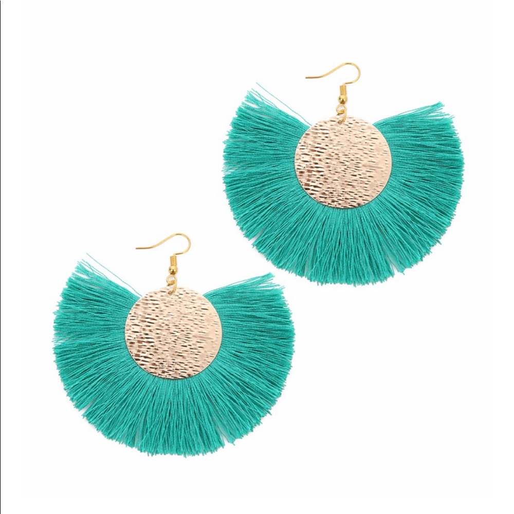 Gold Drop Tassel Boho Earrings